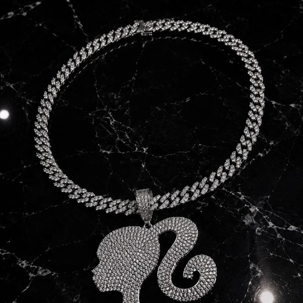Barbie Girl Iced Out Cuban Necklace 16inch